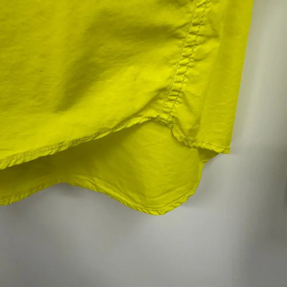 J Crew Button Up Shirt Womens 12 Lime Green Long Sleeve Pocket Preppy SP23
